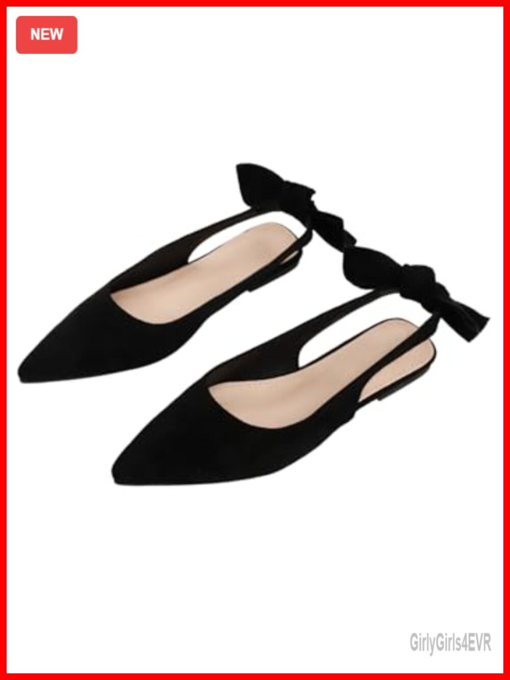 PU Leather Slingback Pointed Toe Mule Flats with Bow